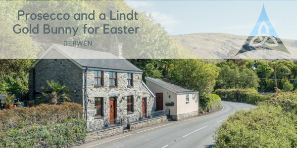 Prosecco and a Lindt Gold Bunny for Easter at Romantic One Bedroom Cottage